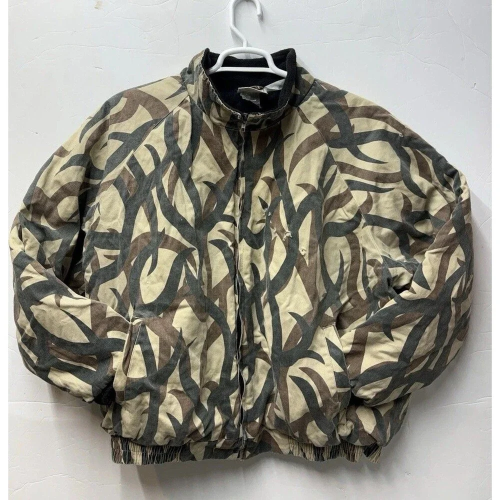Vintage ASAT Camo Zip Jacket Heavyweight Hunting 90s Y2K Distressed Mens 3XL